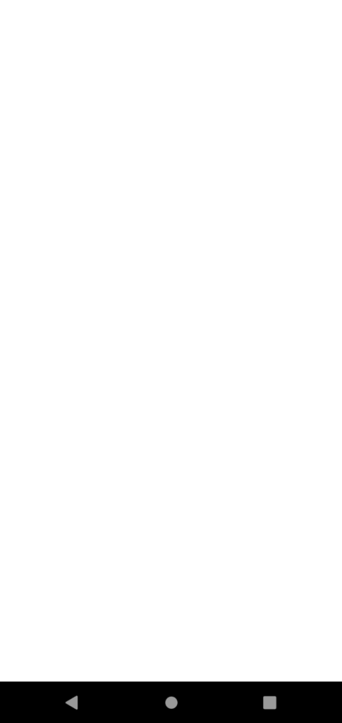 Screenshot mostrando resultado inesperado: tela completamente em branco quando flexDirection: 'row' é aplicado sem definir width nos componentes, demonstrando o comportamento de width: 'auto' neste contexto.