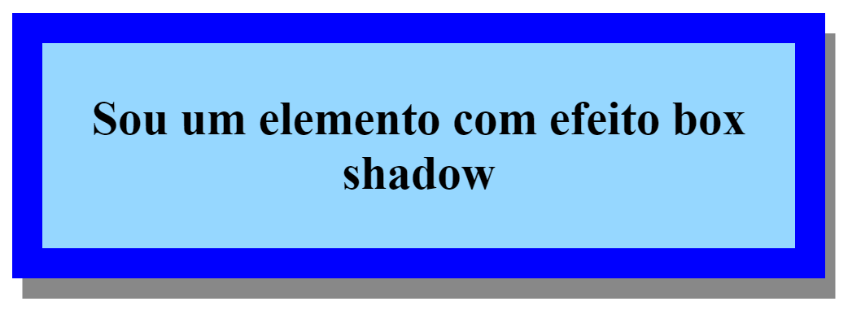 Demonstração do efeito box-shadow CSS aplicando sombra cinza no lado direito e inferior de um elemento 