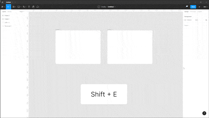 GIF interativo mostrando os menus de “Design” e “Prototype” sendo trocados apenas com o uso do atalho, sem a necessidade de usar o mouse. 