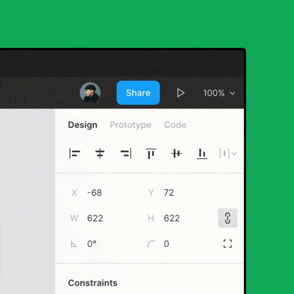 GIF demonstrando o processo de compartilhamento no Figma: clique no botão Share, inserção de endereço de e-mail e envio de convite de colaboração 