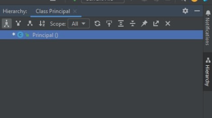 Funcionalidade “Hierarchy” exibindo as classes do projeto. 