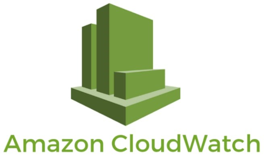 Logo oficial da Amazon CloudWatch, em fundo branco. O logo é composto por ícones em verde, representando um gráfico em barras verticais. Abaixo, em cor verde, encontra-se o nome do serviço “Amazon CloudWatch”. 