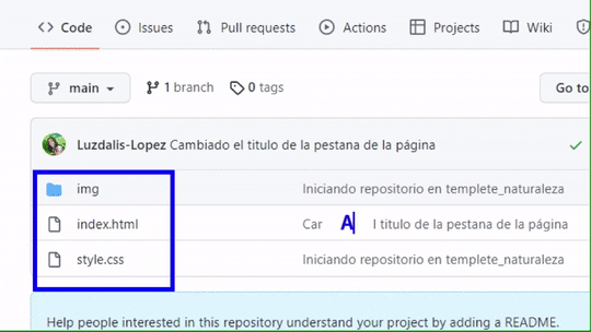 Tela do repositório no GitHub; atualização da página; arquivo redme.md recebido e destacado; histórico de commits atualizado e destacado.