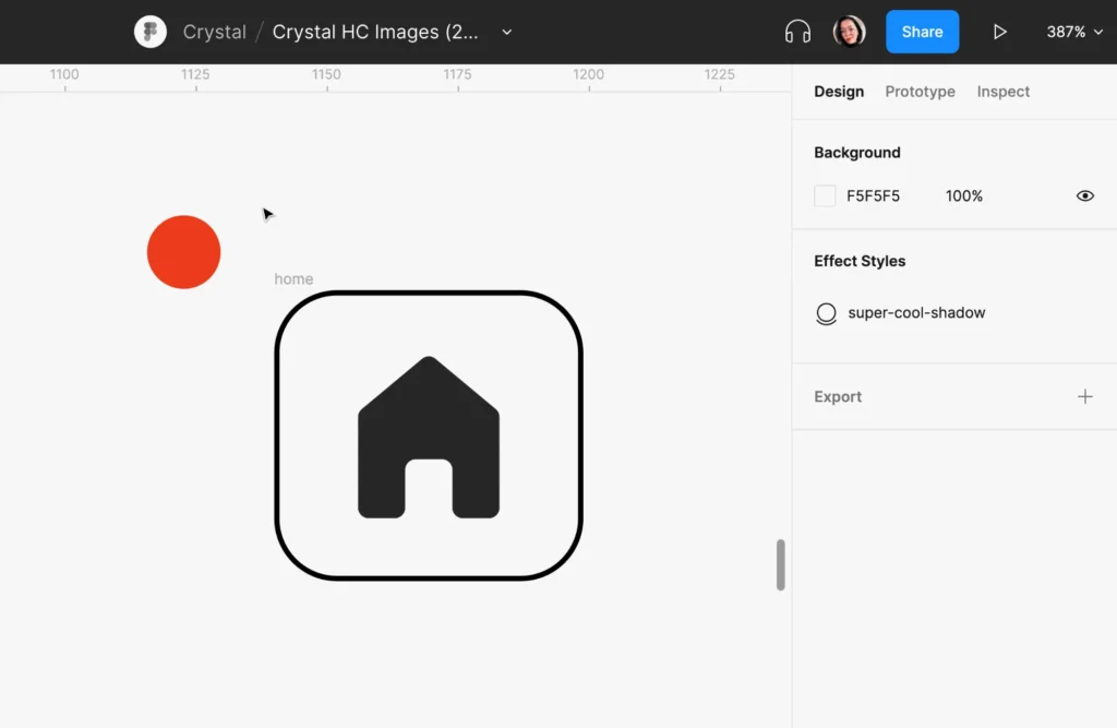 Gif animado de como funciona a posição absoluta de um objeto no Figma. 