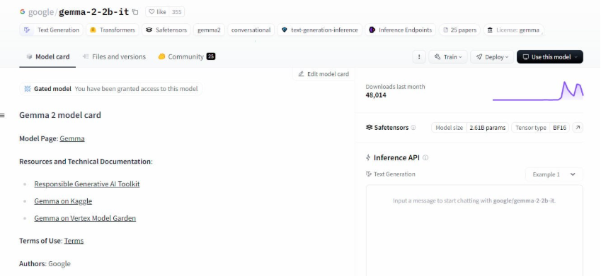 A imagem mostra a página de um modelo de IA chamado  