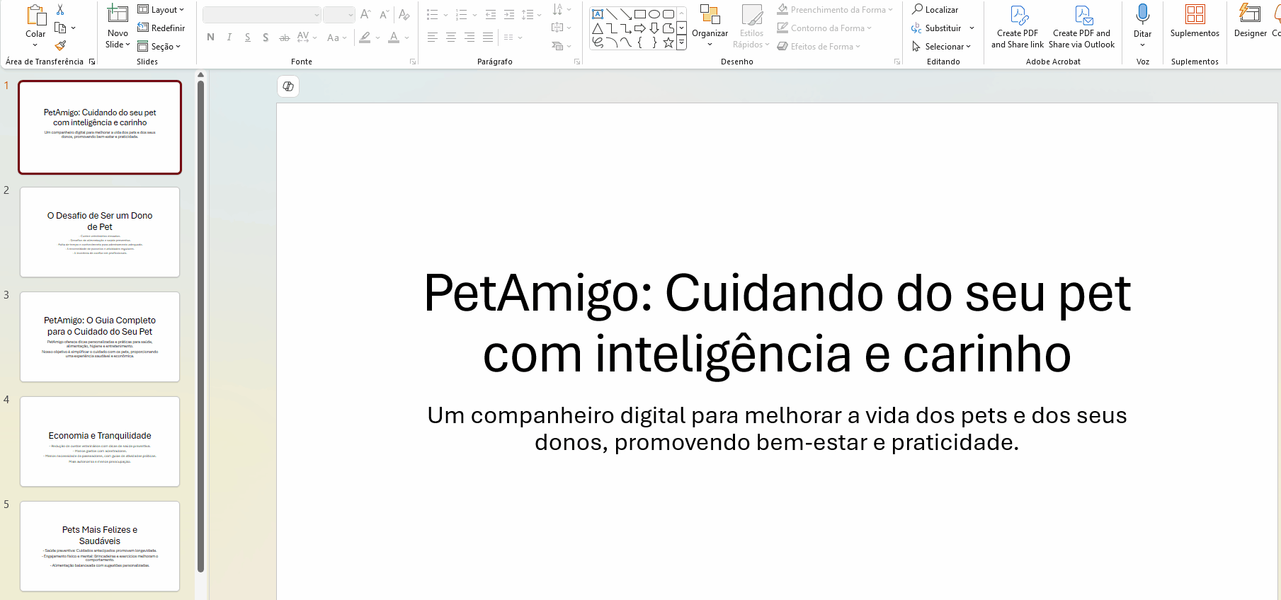 Gif animado que passa por sete slides com textos no PowerPoint. 