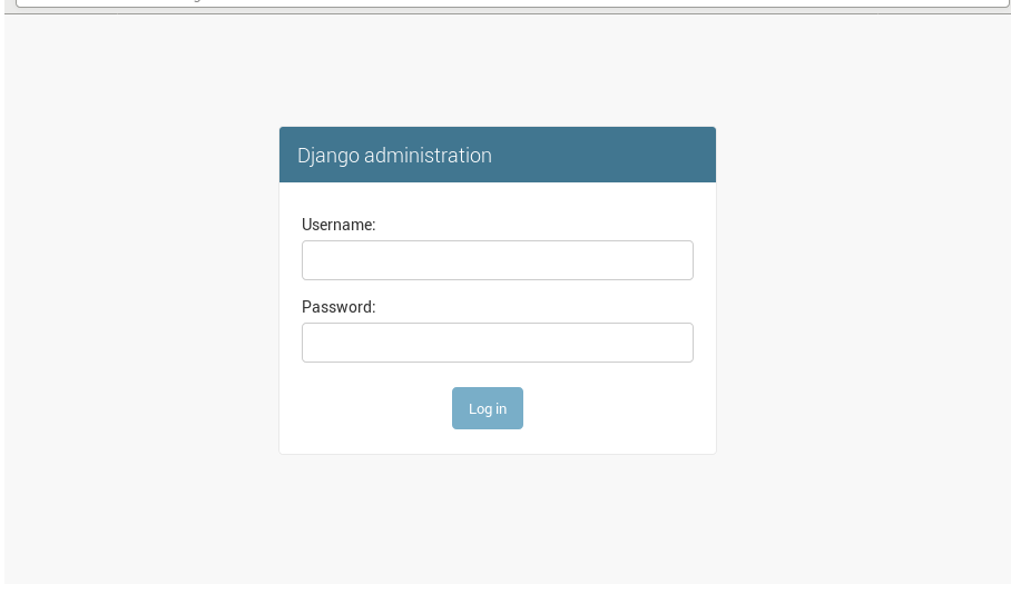 Página de admin de nossa aplicação Django com os devidos arquivos CSS carregados