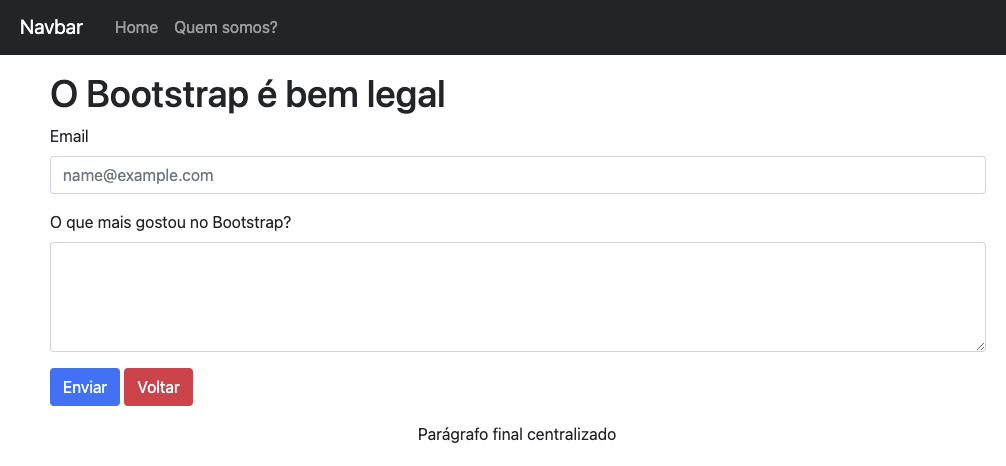 Bootstrap no navegador com a frase 