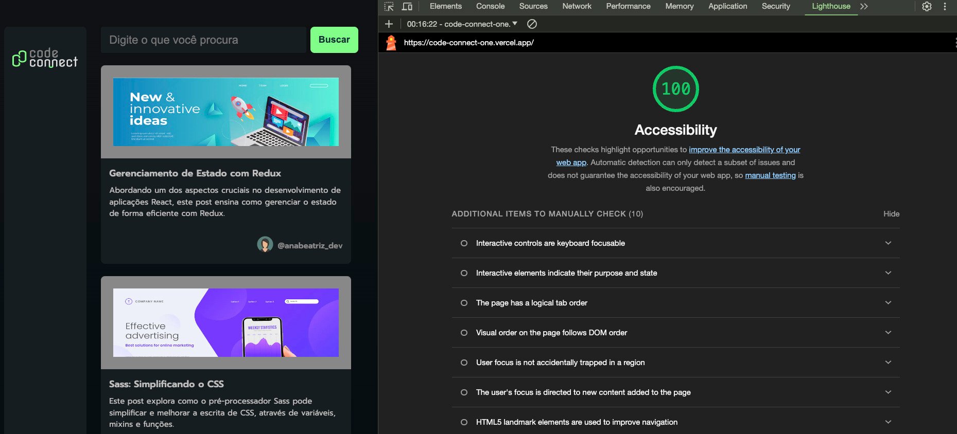 A imagem exibe um navegador com duas abas abertas. À esquerda, o site 