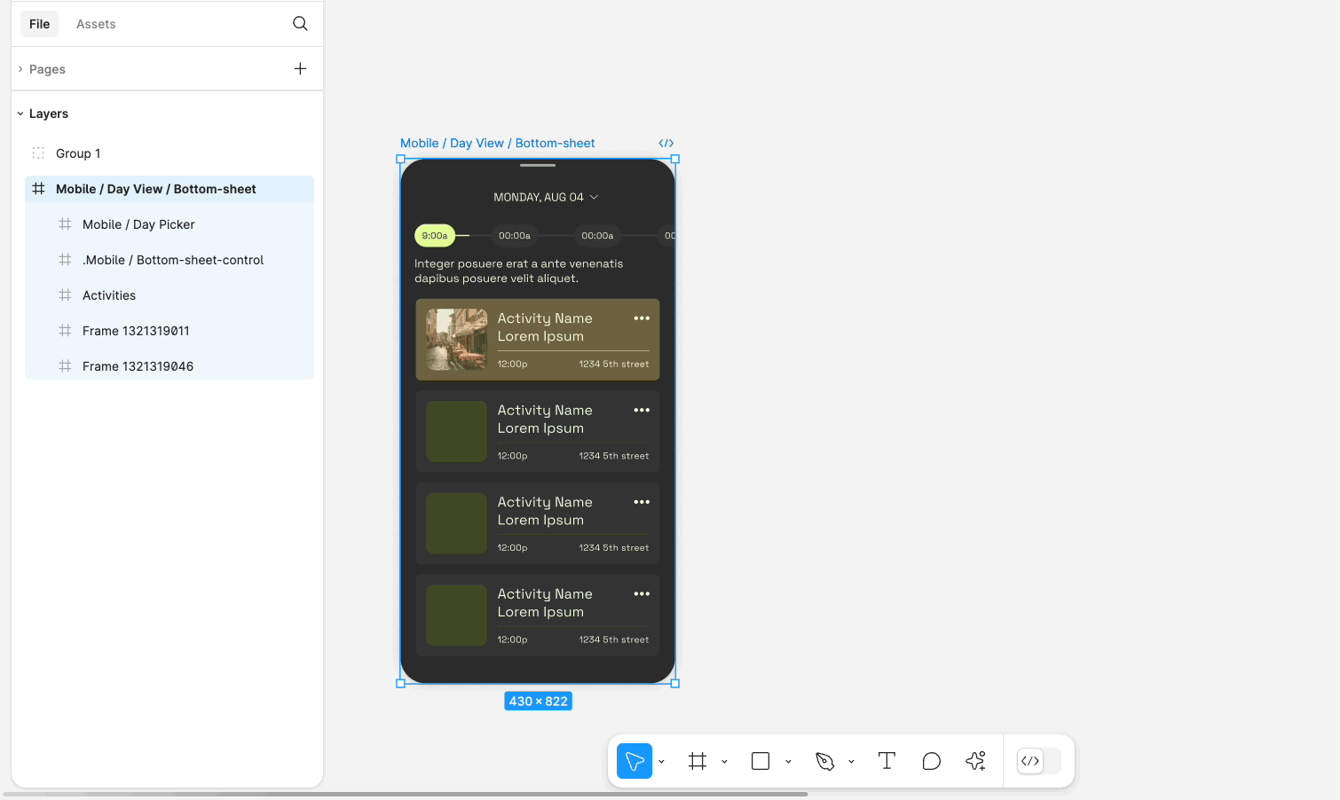 Gif contendo animação de como aparecem os frames que possuem layout automático criados pelo 