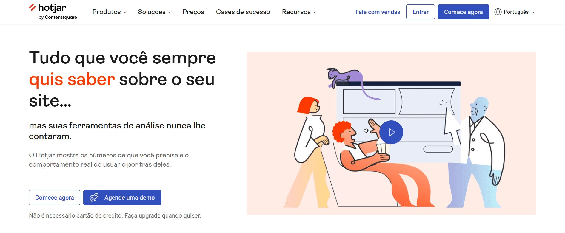 Na parte superior, o Hotjar, promete revelar 
