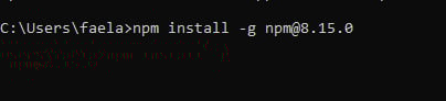 Tela de terminal com fundo em preto e letras em branco com o seguinte texto:“C:\Users\faela class=