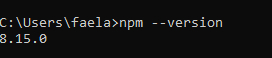 Tela de terminal com fundo em preto e letras em branco com o seguinte texto:“C:\Users\faela class=
