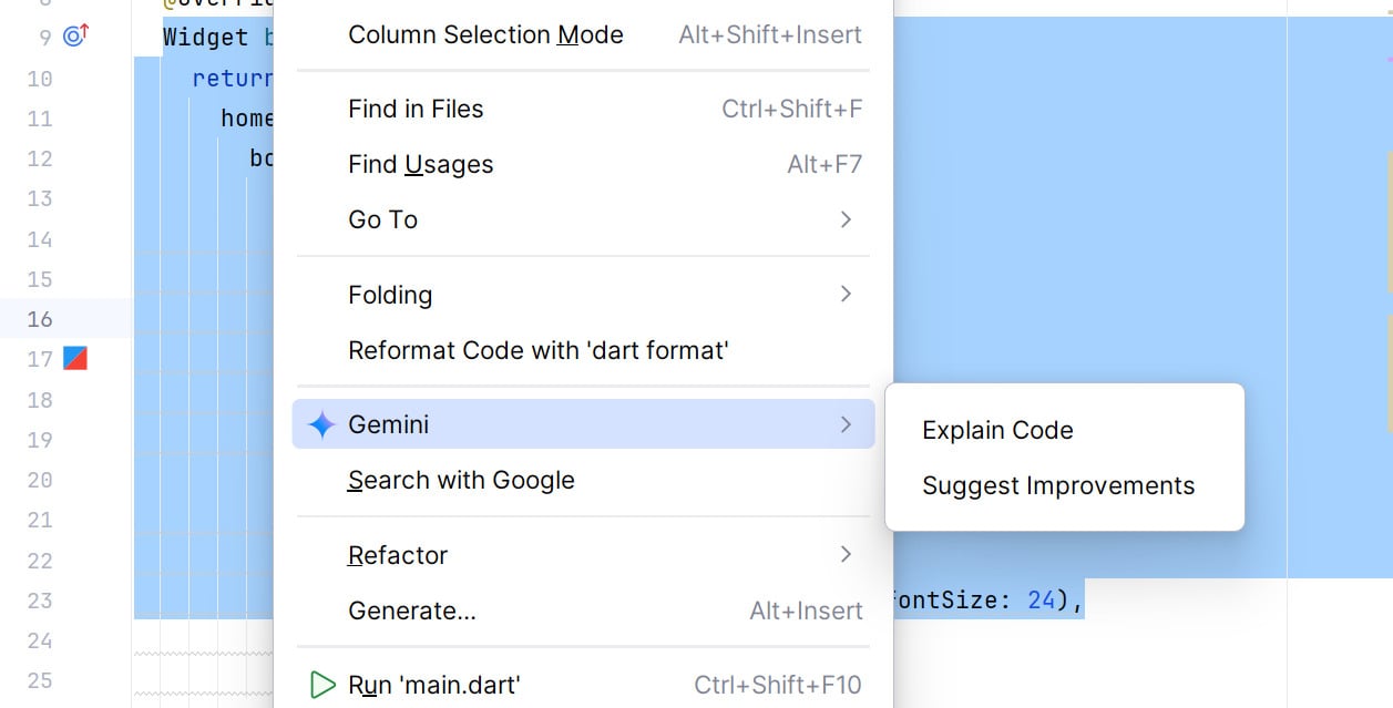 Imagem mostrando um menu de contexto em uma IDE com a opção 