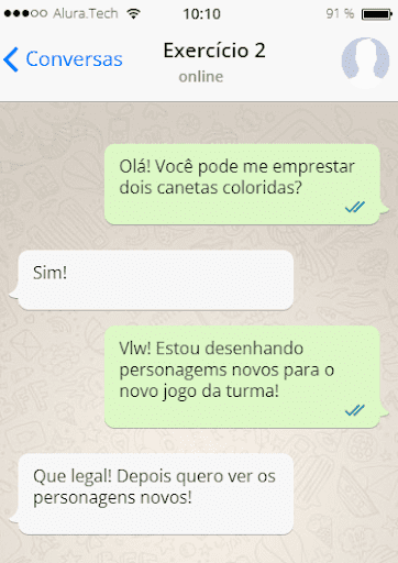 Recorte de uma tela de troca de mensagens. A primeira mensagem diz*