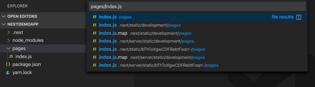 busca de arquivos do VSCode aberta