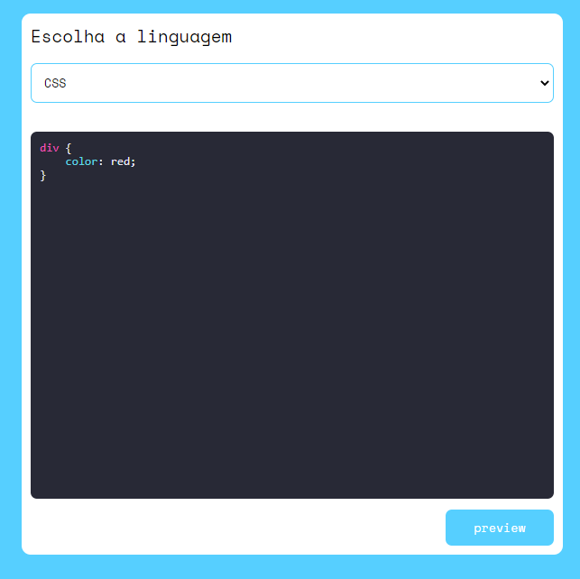 Resultado com o highlight.js na linguagem CSS #inset