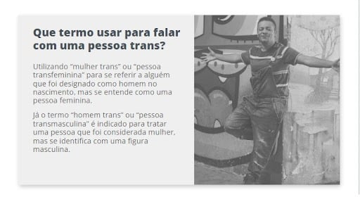 Material didático interno da Alura utilizado no mês da visibilidade trans, nele é possível aprender 