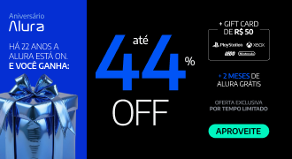 Banner de aniversário da Alura destacando os últimos dias da promoção, com chamada para aproveitar a oportunidade de estudar tecnologia. A mensagem incentiva a não perder o momento para evoluir na carreira tech, com botão “Aproveitar” para acessar os cursos online da Alura.