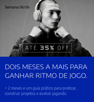 Banner promocional da Alura anunciando até 35% de desconto em cursos de tecnologia. A imagem mostra uma pessoa programando em frente ao computador e convida profissionais a evoluírem junto com as mudanças do mercado. O texto destaca a oportunidade de desenvolver novas habilidades, acessar um guia de carreira exclusivo e avançar na carreira tech com o apoio da Alura.
