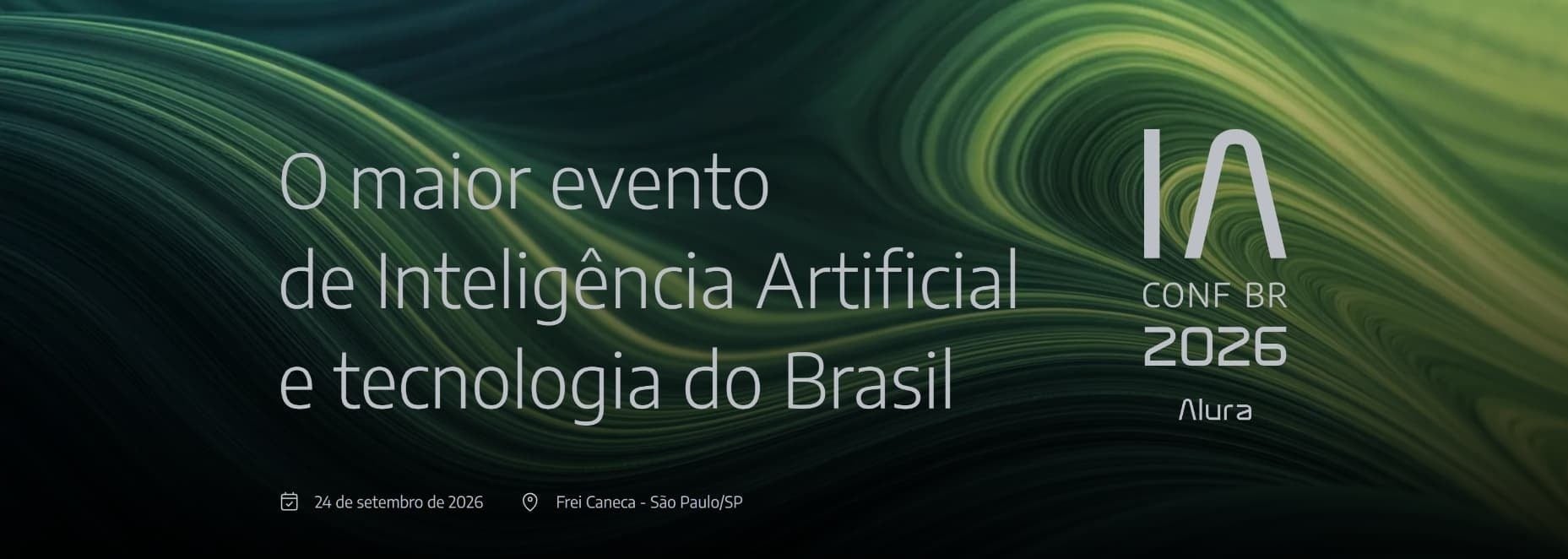 Banner oficial do IA Conference Brasil 2026, com data de 24 de setembro e local no Frei Caneca, em São Paulo.