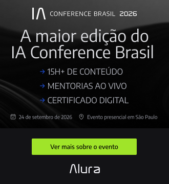 Banner da IA Conference Brasil 2026 anunciando a terceira edição do evento sobre inteligência artificial, em São Paulo, no dia 24 de setembro de 2026. O evento reúne 1.300 pessoas, 29 palestrantes e 30 horas de conteúdo sobre IA, com chamada para garantir o ingresso.