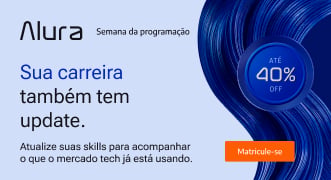 Banner da Alura para o Prêmio Reclame AQUI 2026, convidando o público a votar na escola na categoria Cursos Profissionalizantes. A mensagem destaca a participação da Alura na premiação e traz o botão “Vote agora” para registrar o voto.